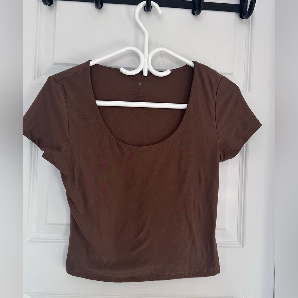 Pink Rose Chocolate Brown Crop Top